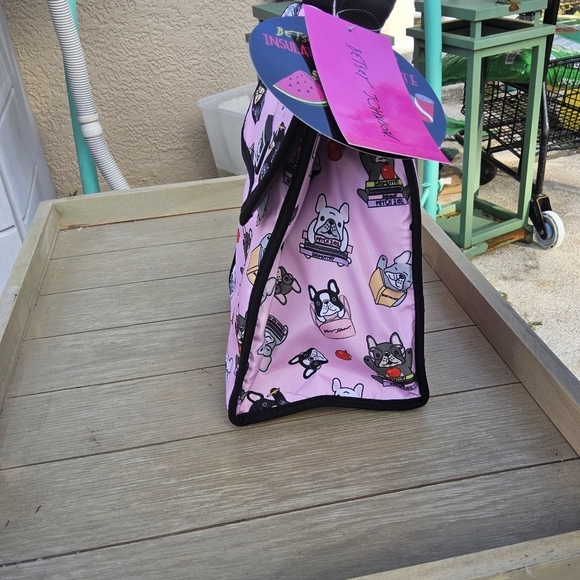 BETSEY JOHNSON PINK BETSEY JOHNSON DOGGY FLAP TOP INSULATED LUNCH TOTE - Picture 3 of 6
